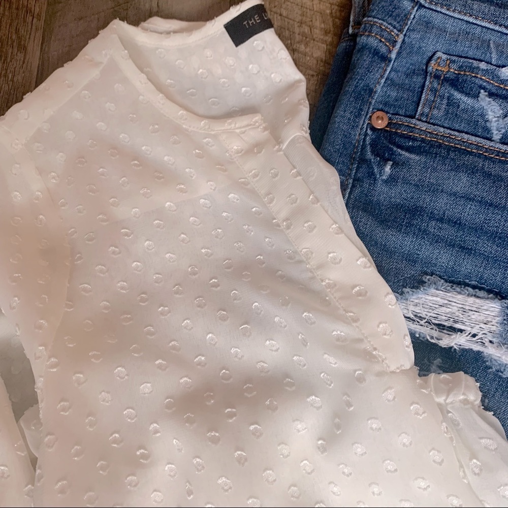The Limited Long Sleeve White Sheer Blouse
